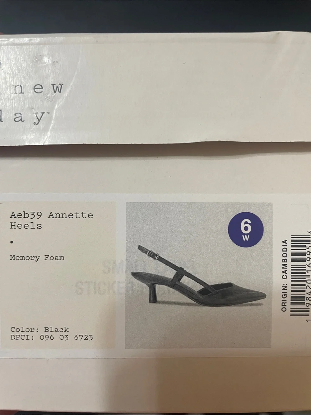a new day Black Pointed Slingback kitten heels pointed toe NWT Sz. 6w